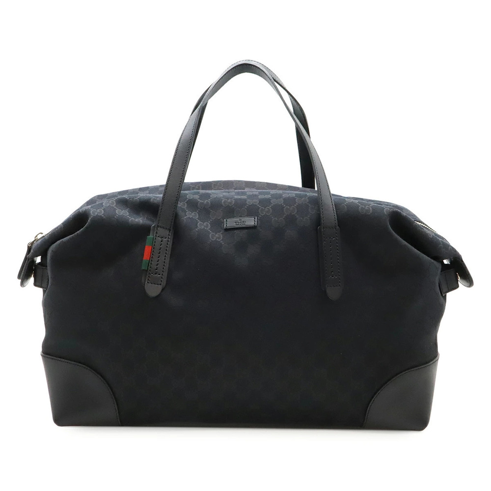 Gucci GG Canvas Carry on Duffle Bag Boston Travel Leather Black